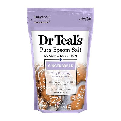Dr Teal's Epsom Bath Salt Holiday Limited Edition- Gingerbread - 2lbs