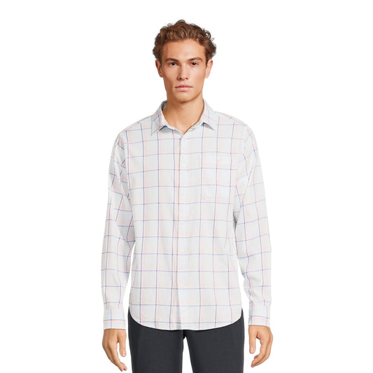 George Men's & Big Men's Brushed Poplin Button-Up Shirt with Long Sleeves