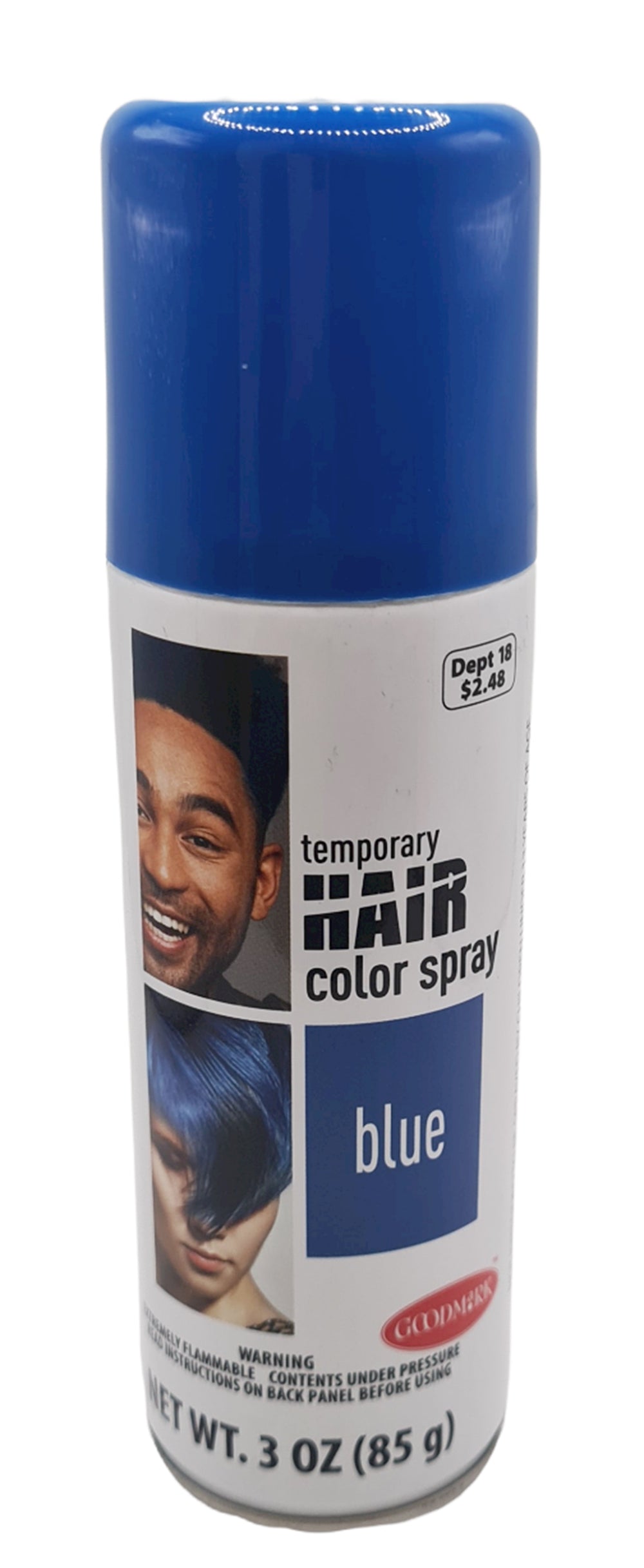 Goodmark Halloween Temp Hair Color Spray Makeup, Blue, Adult, Net Wt. 3oz (85g)