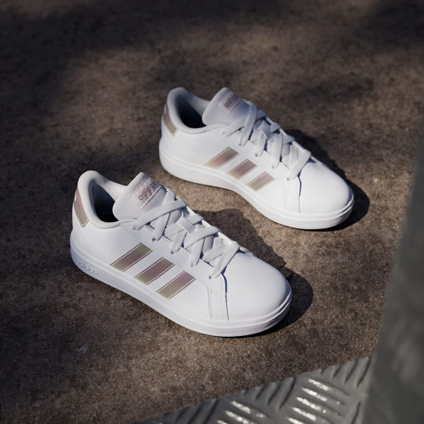 Adidas Grand Court 2.0 Shoes - Color: Cloud White / Iridescent / Cloud White - Size: 6