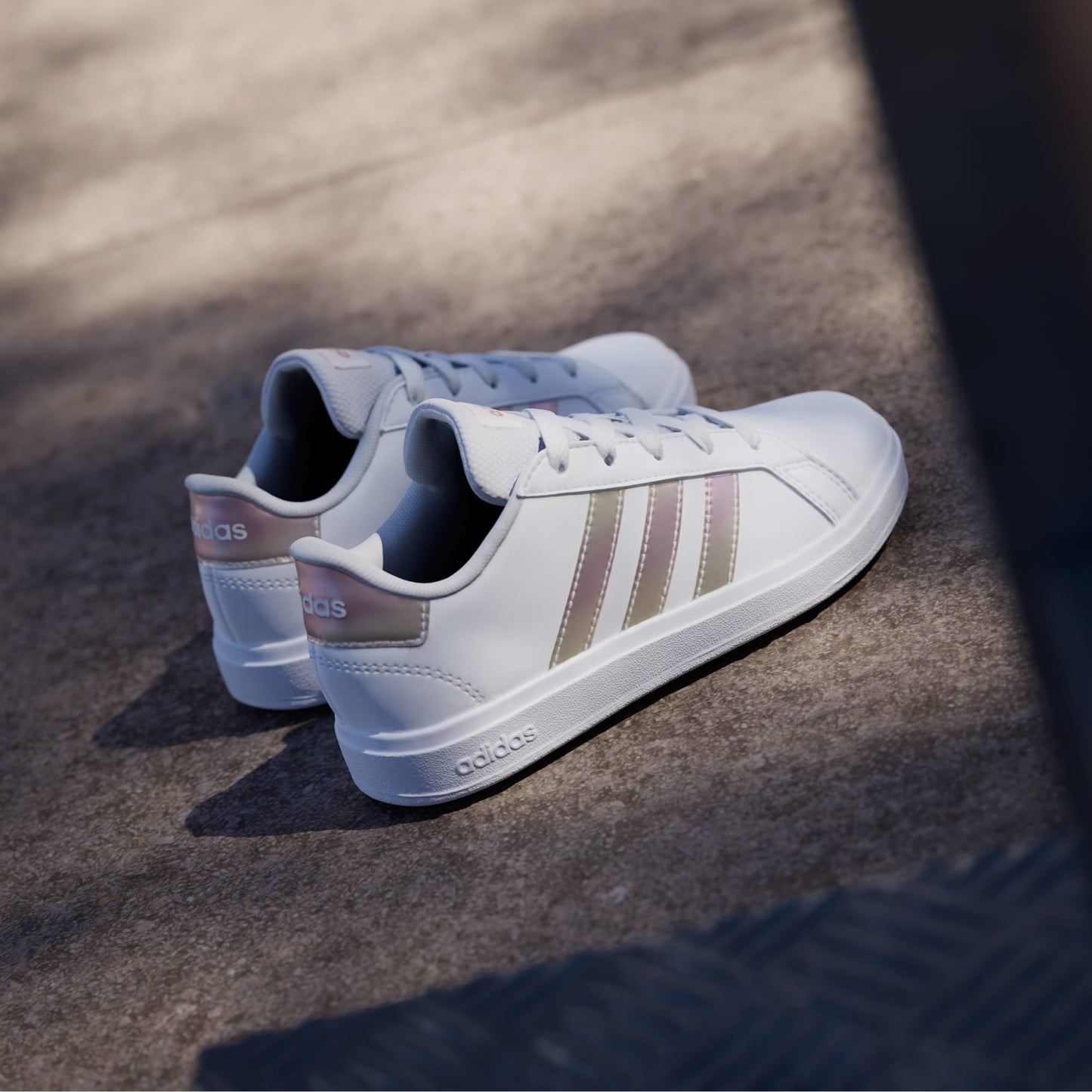 Adidas Grand Court 2.0 Shoes - Color: Cloud White / Iridescent / Cloud White - Size: 6