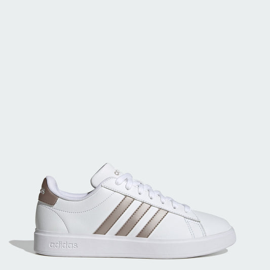 Women's Comfortable Short Trainers Adidas Grand Court Cloudfoam - Platinum Metallic - Size  M 7.5 / W 8.5