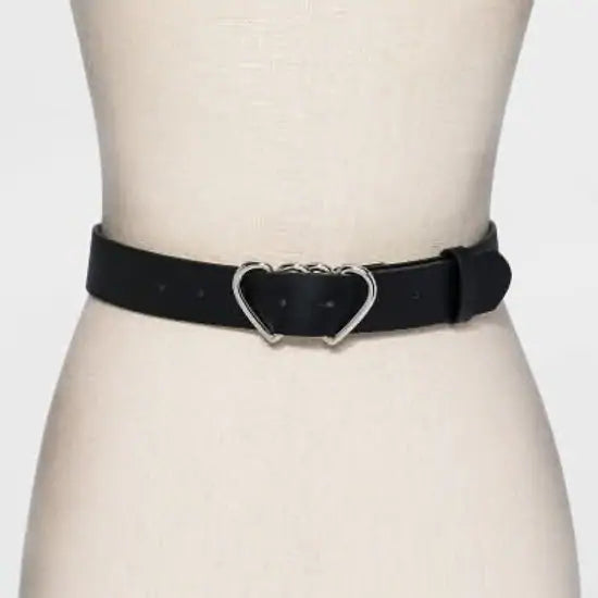 Women's Fable Double Heart Metal Buckle Belt - Wild Fable™ Black M