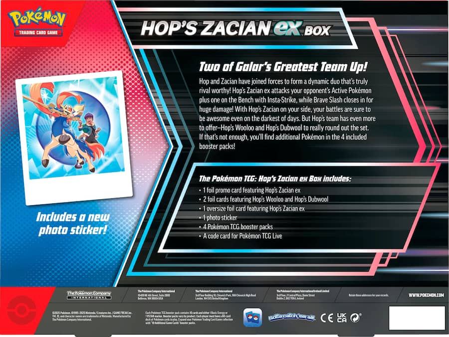Pokémon - Trading Card Game: Hop's Zacian ex Box