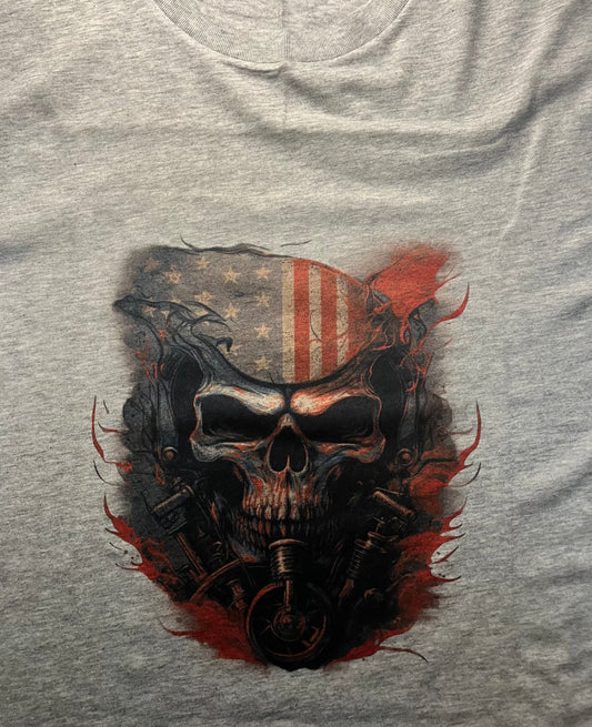 "Patriotic Skull" Motorcycle Shirt - Mens