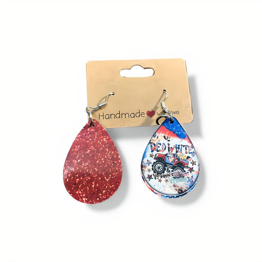 "Red White & Vroom" Teardrop Earrings