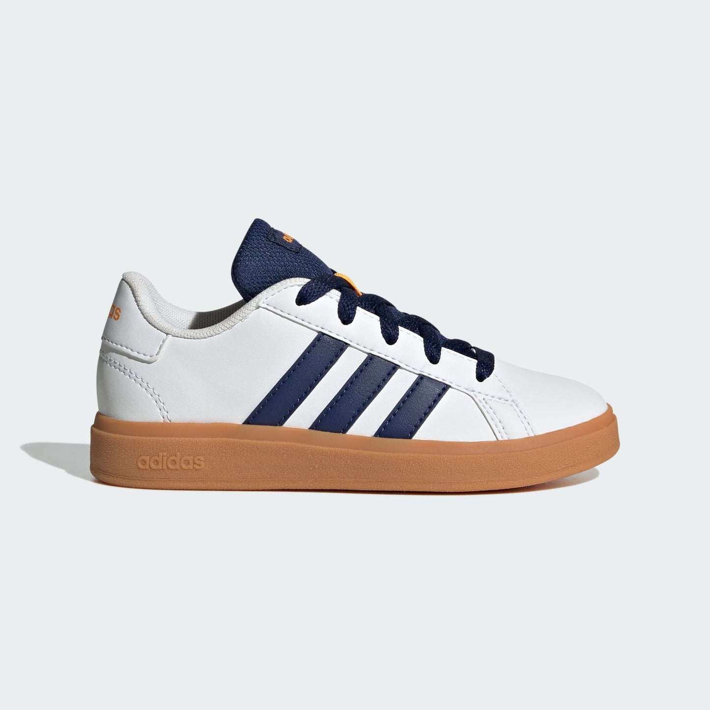 Adidas Kids Grand Court 2.0 Sneaker (Little Kid/Big Kid) Kid's Shoes White/Dark Blue/Gum : 6 Big Kid M, Synthetic