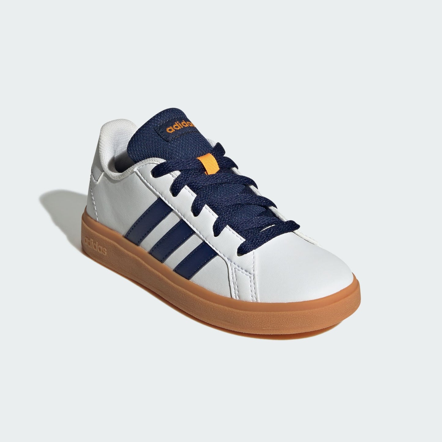 Adidas Kids Grand Court 2.0 Sneaker (Little Kid/Big Kid) Kid's Shoes White/Dark Blue/Gum : 6 Big Kid M, Synthetic