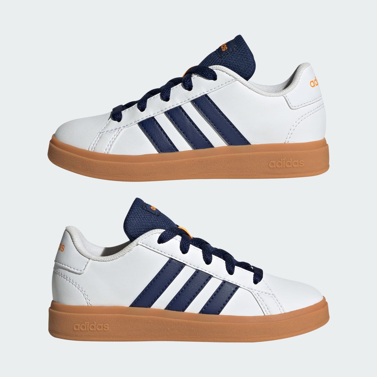 Adidas Kids Grand Court 2.0 Sneaker (Little Kid/Big Kid) Kid's Shoes White/Dark Blue/Gum : 6 Big Kid M, Synthetic