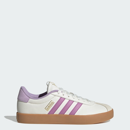 Adidas VL Court 3.0 Shoes - Color: Core White / Preloved Purple / Powder Plum - Size: M 7.5/ W 8.5