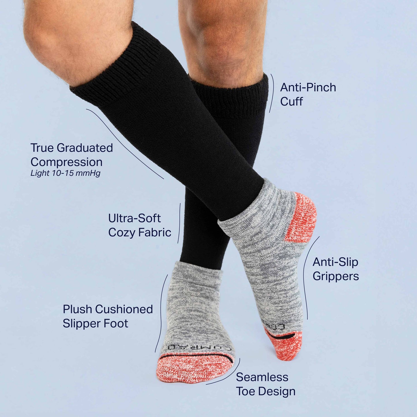 CozyGrip™ Compression Slipper Socks with Grippers
