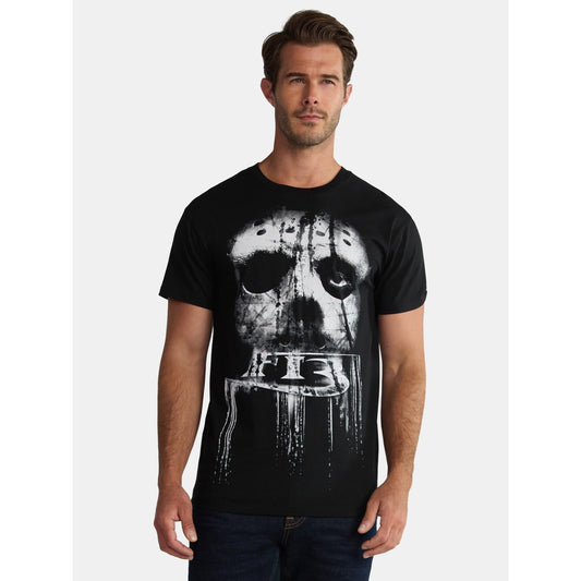 Friday the 13th Men's and Big Men's Graphic Tee with Short Sleeves, Size L