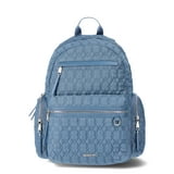 Madden NYC Women's Dome Backpack with Front Pockets and Removable Pouch, Denim