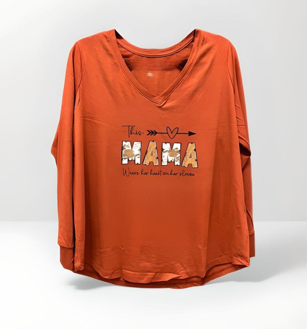 "Mama" Long Sleeved Custom Shirt - Plus Sized Womens 14W