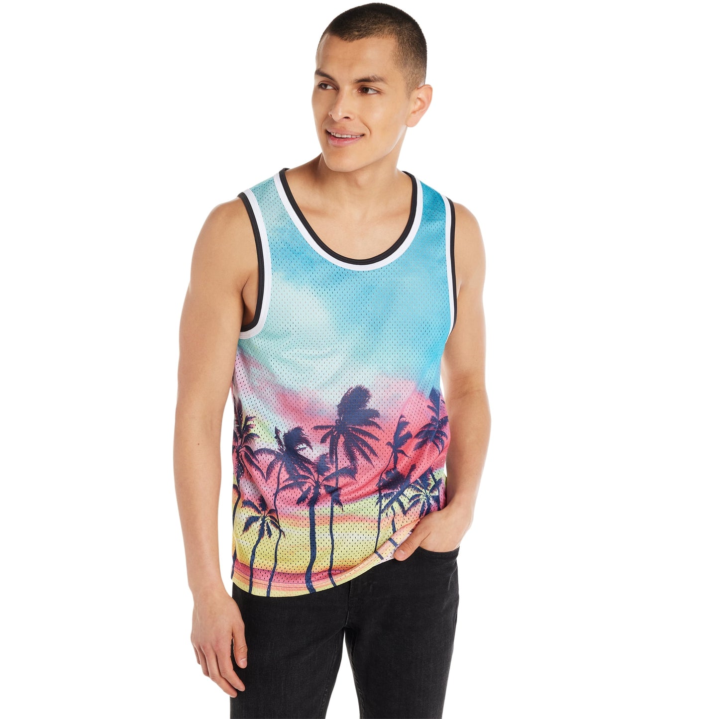 No Boundaries Men’s Perforated Mesh Tank Top, Sizes XS-XXL