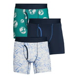 No Boundaries Men’s Tag-Free Printed Stretch Boxer Briefs, 3-Pack, Size 2XL