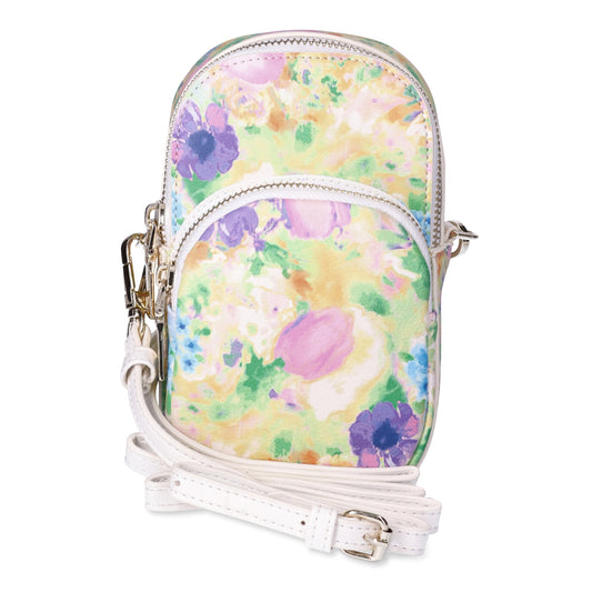 No Boundaries Women's Rounded Phone Crossbody Bag, Blurred Floral