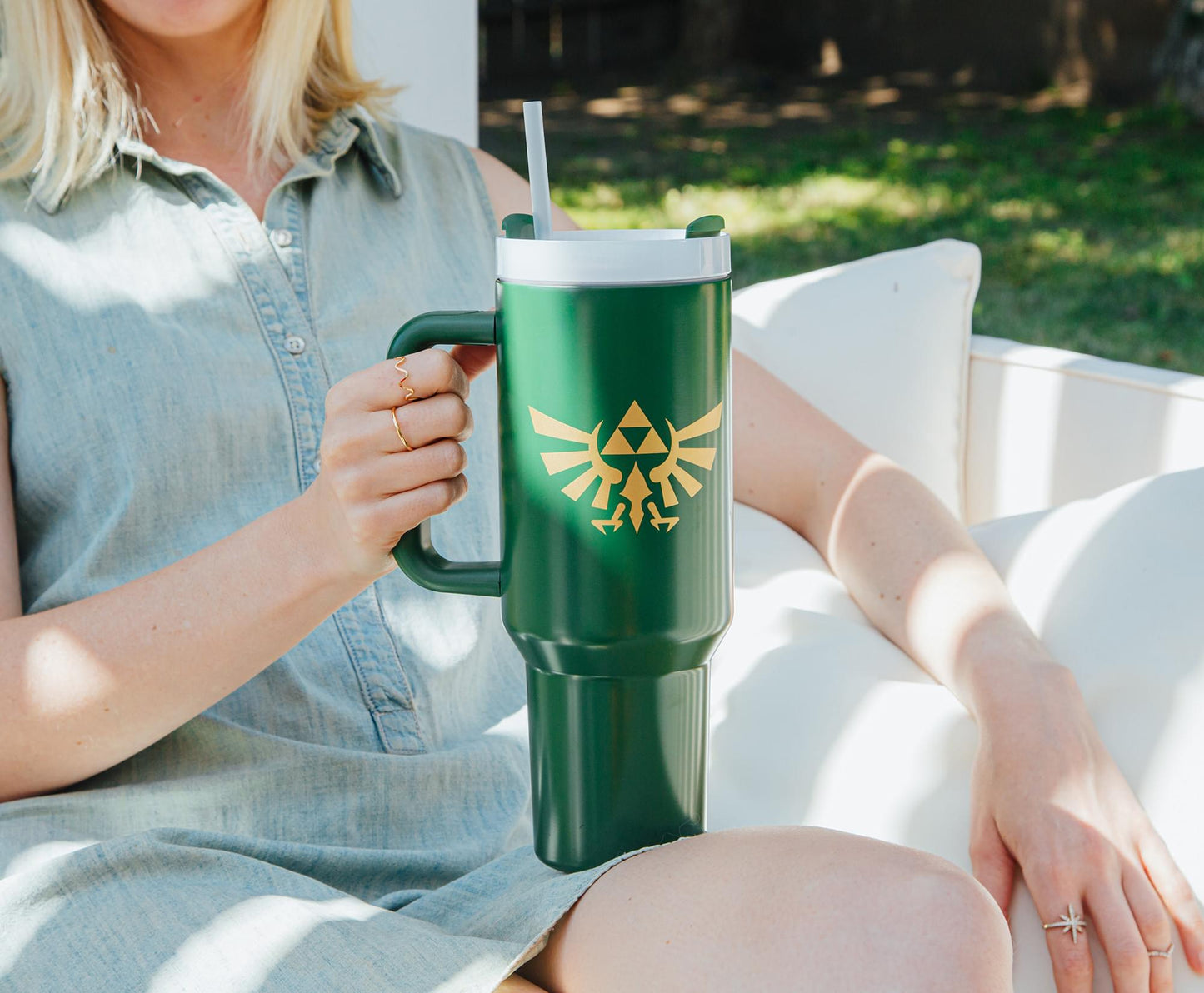 The Legend of Zelda Hylian Crest Metal Travel Tumbler | Holds 40 Ounces