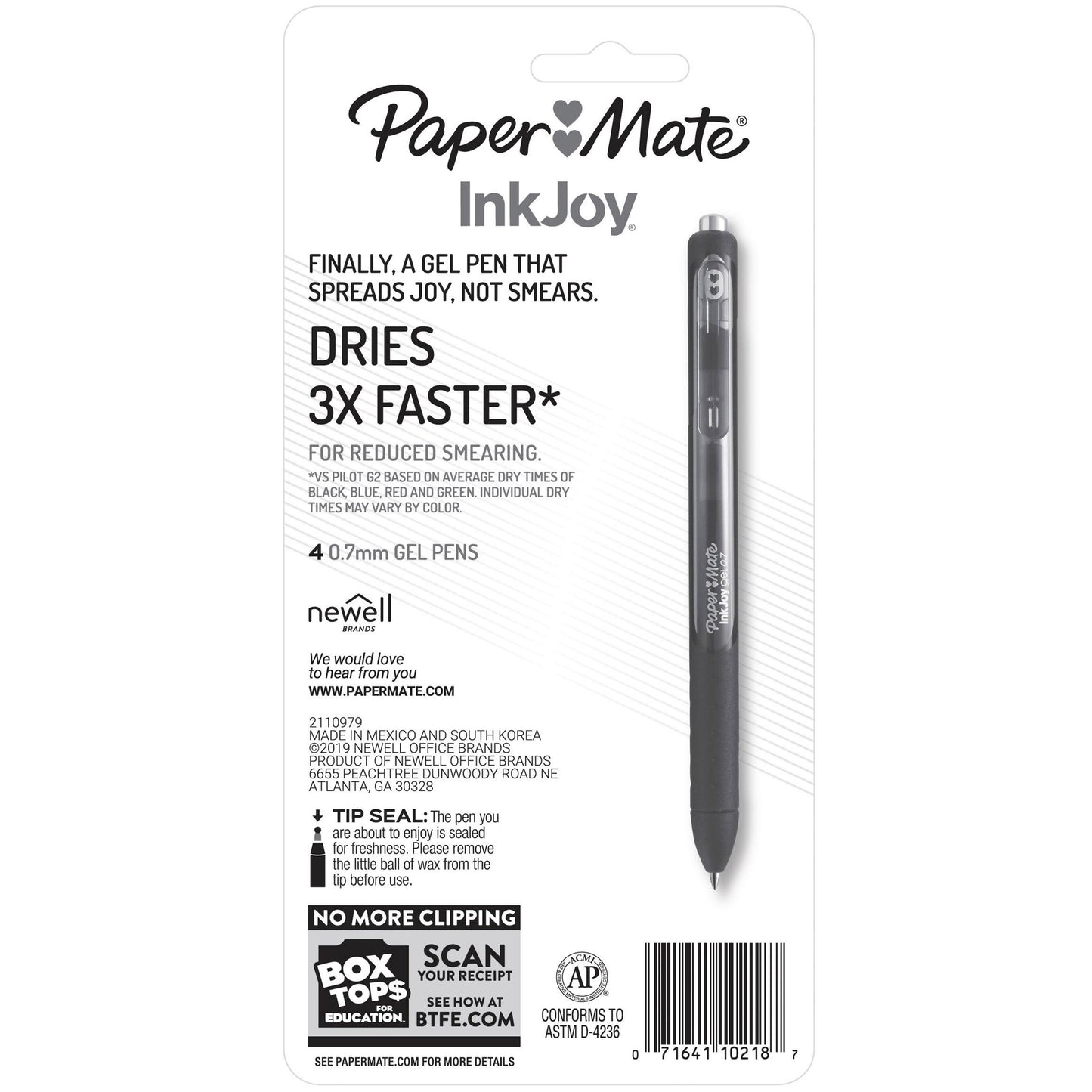 Paper Mate InkJoy Gel Pens, Medium Point, Black, 4 Pack