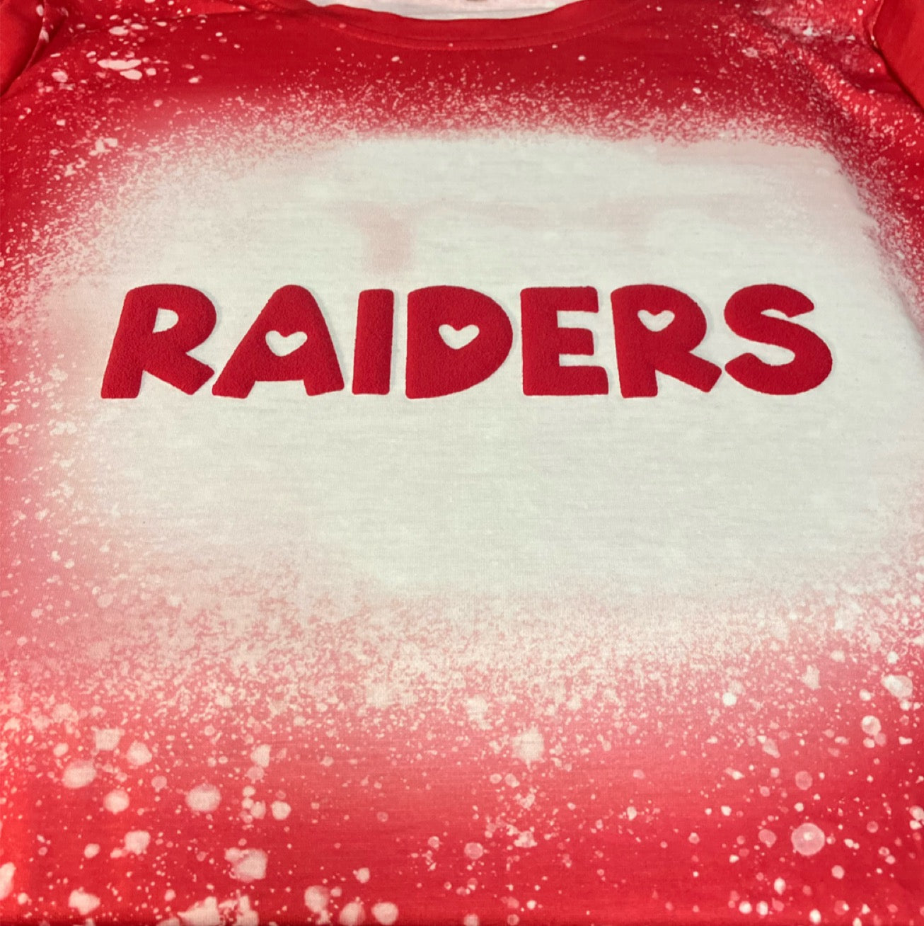 "Raiders" Red Puff Vinyl T-Shirt - Women's