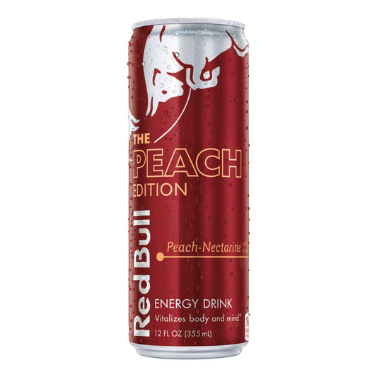 Red Bull Peach Edition Energy Drink, Peach Nectarine, 114mg Caffeine, 12 fl oz Can