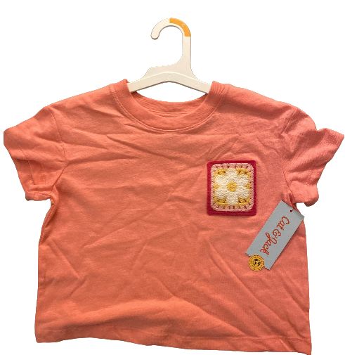 Girls' Short Sleeve Flower Pocket Boxy T-Shirt - Cat & Jack - Bright Pink S (6/7)