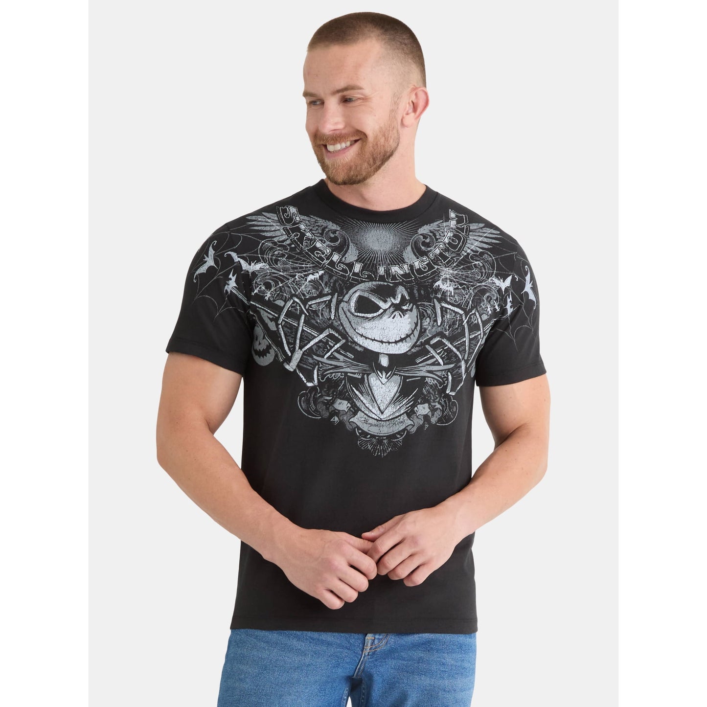 Nightmare Before Christmas Men's and Big Men's Graphic Tee with Short Sleeves, Size L (42-44)