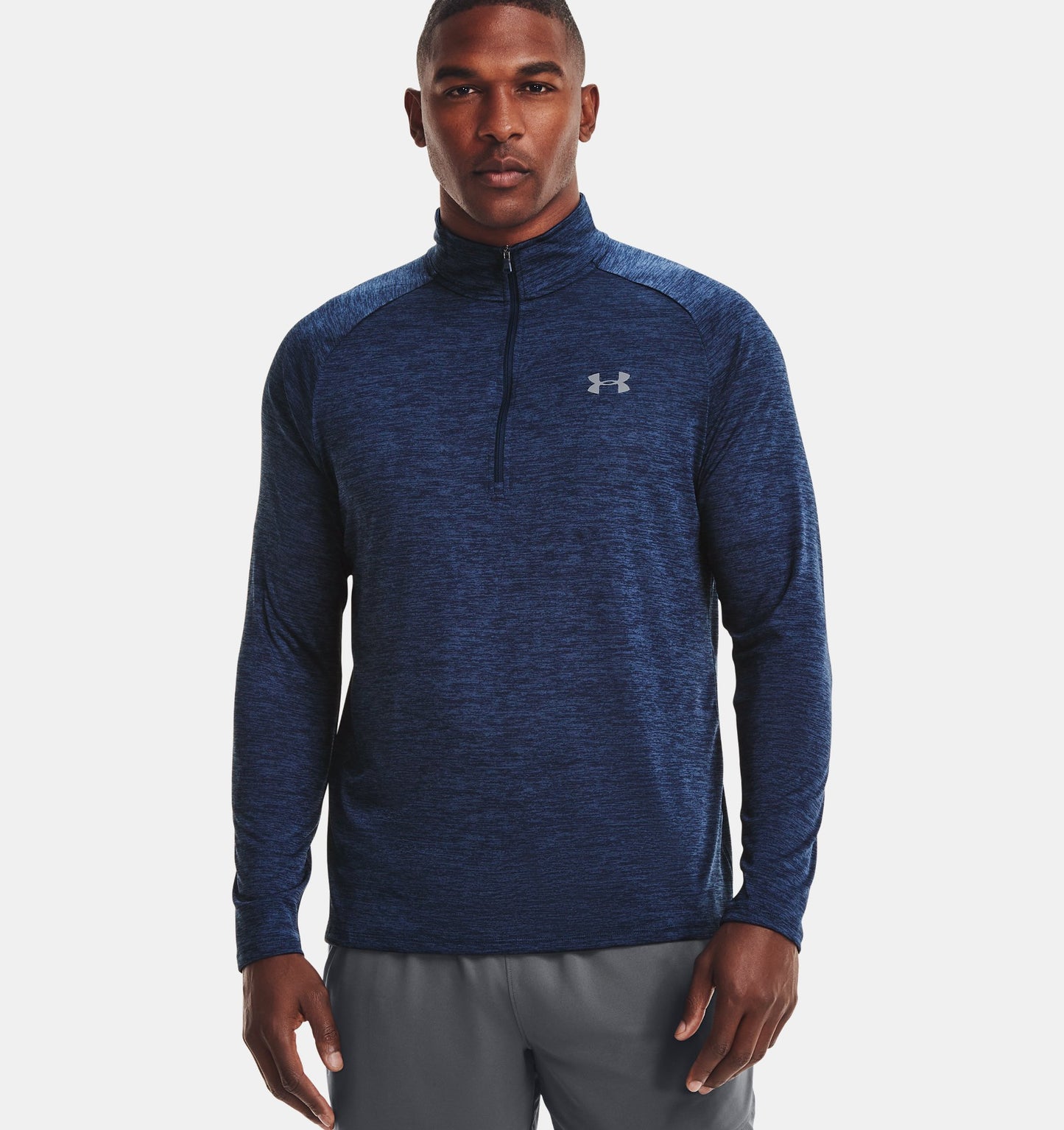 UA Tech™  Men's ½ Zip Long Sleeve-Academy / Steel - Size SM