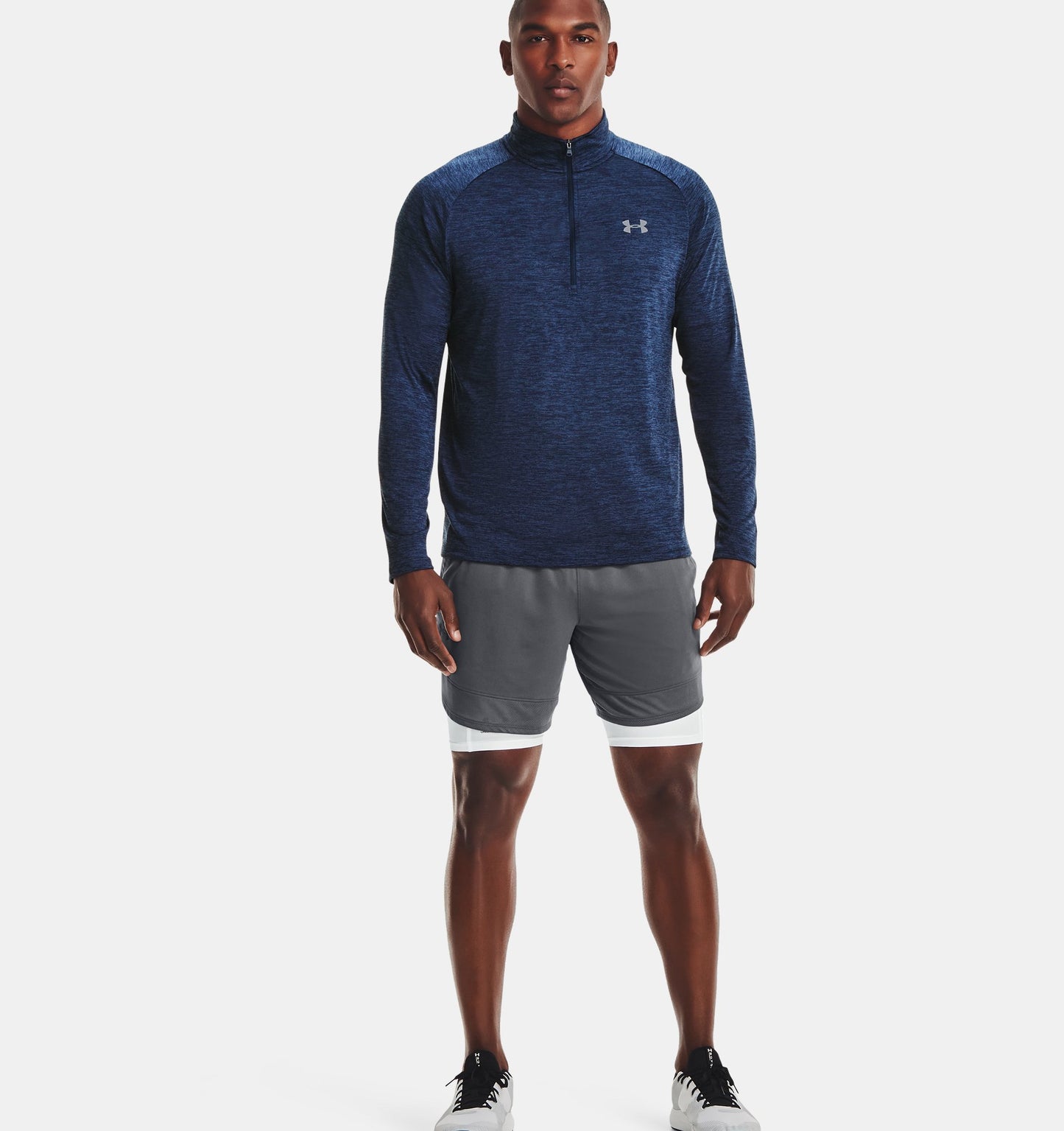UA Tech™  Men's ½ Zip Long Sleeve-Academy / Steel - Size SM