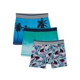 Wonder Nation Boys Boxer Brief Tropical Shark Underwear, 3-Pack, Sizes S-XL