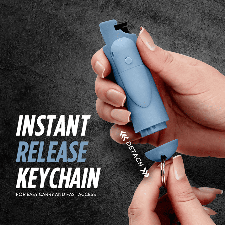Pepper Spray With Laser Sight, Finger Grip & Safety Lock, 16ft Range, Airy Blue Assist Pepper Spray Keychain, Self-Defense By Guard Dog Security