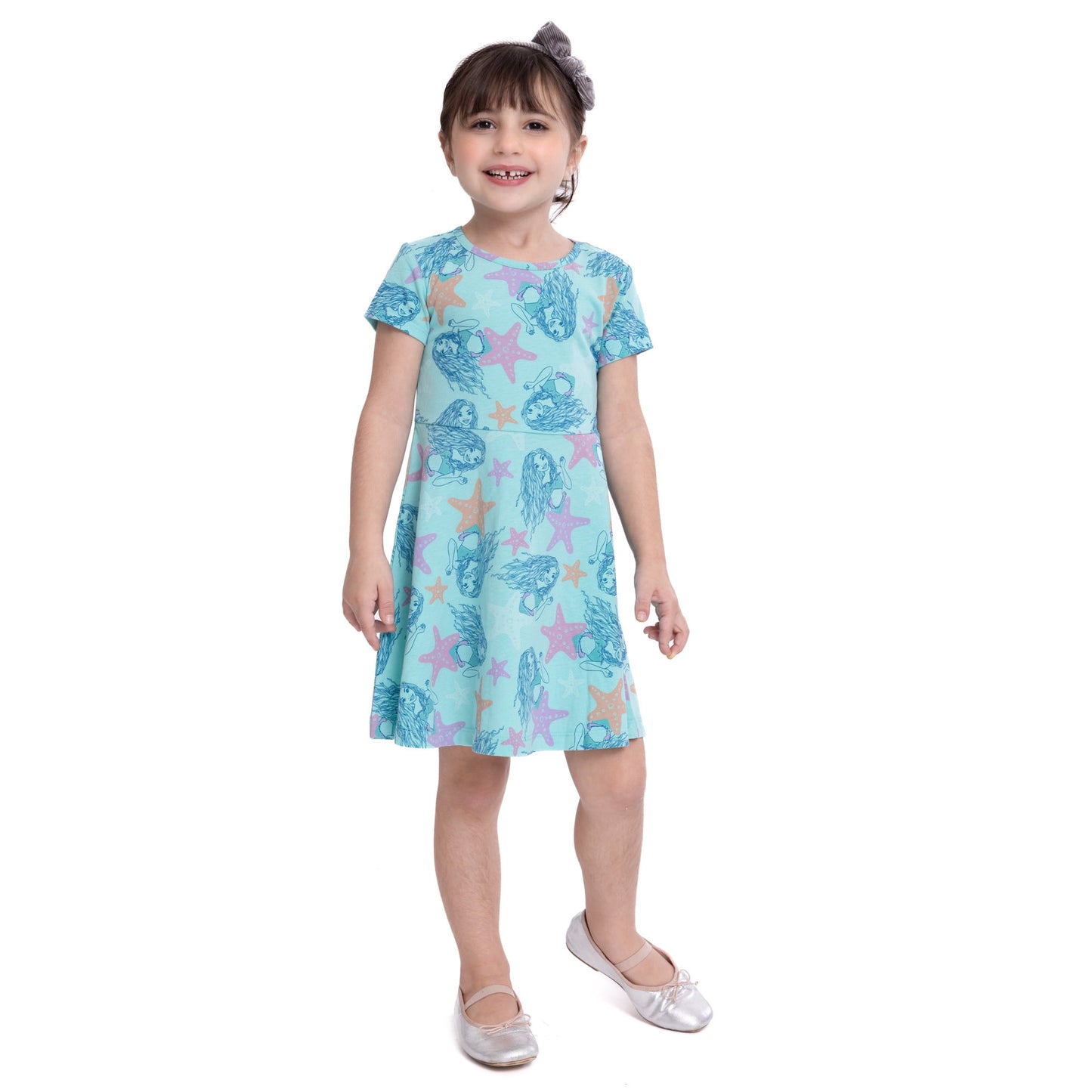 Little Mermaid Toddler Girl Print Skater Dress