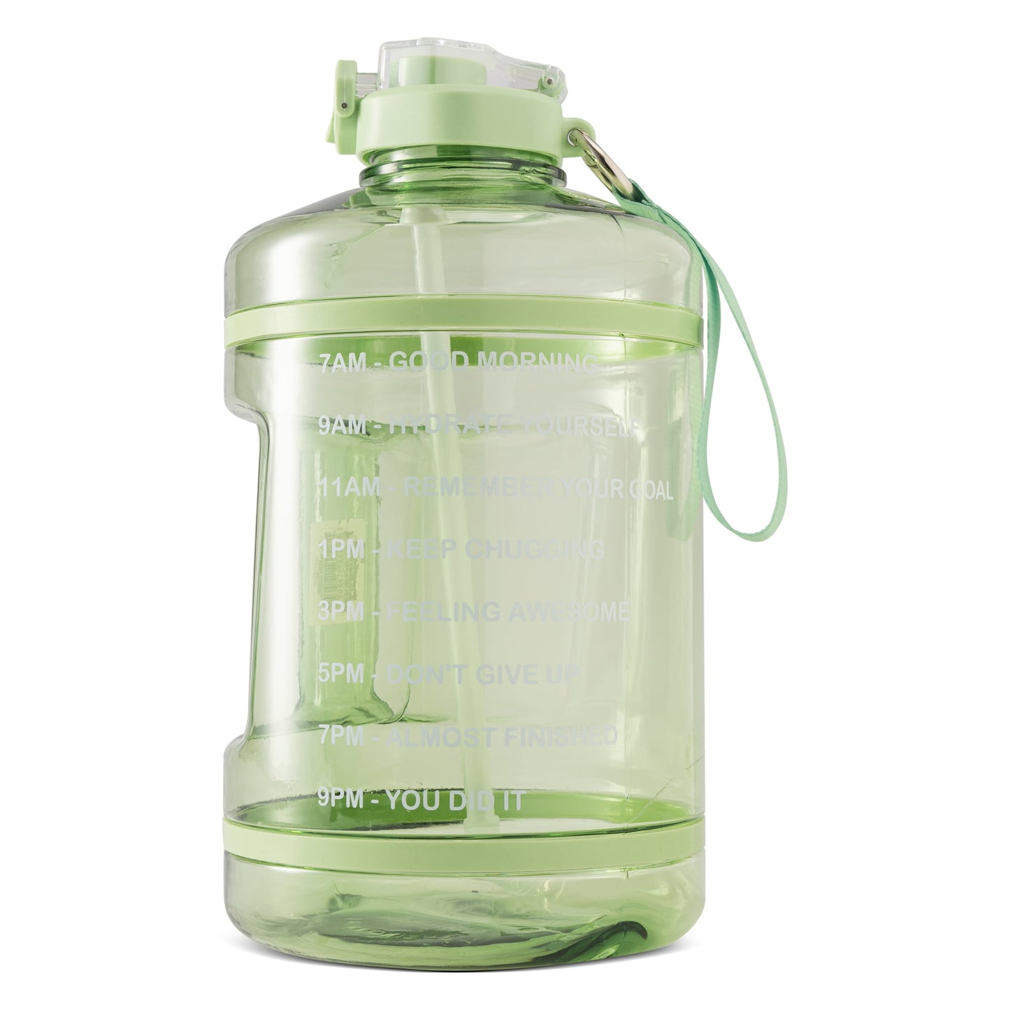 TAL Motivational Gallon Jug Water Bottle with Handle, Push Button Lid & Straw, Neoprene Sleeve, Easy-Carry Strap