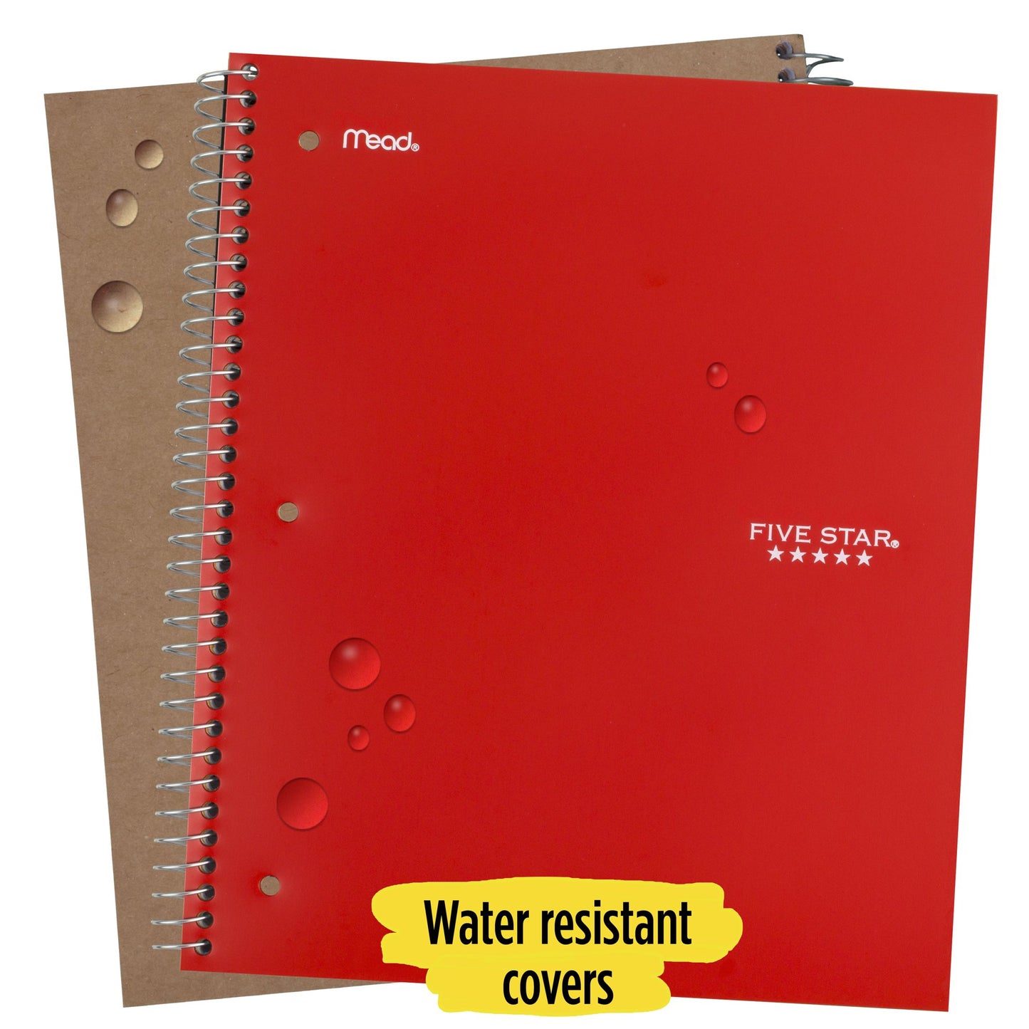 Five Star Wirebound Notebook, 1 Subject, Wide Ruled, Fire Red