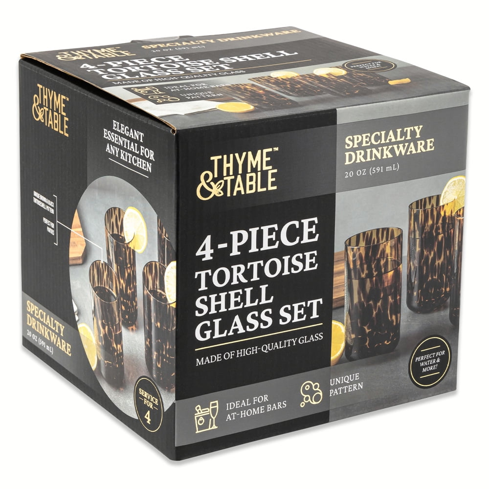 Thyme & Table 4-Pack 20oz Tortoise Brown Drinking Glass Set