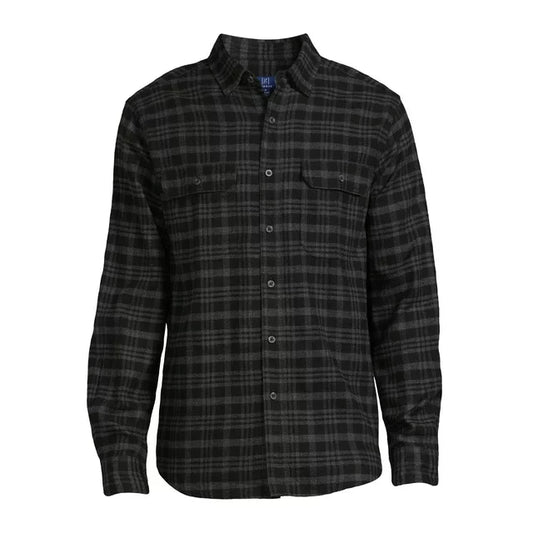 George Men's Long Sleeve Flannel Shirt - Black