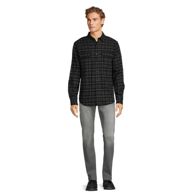 George Men's Long Sleeve Flannel Shirt - Black