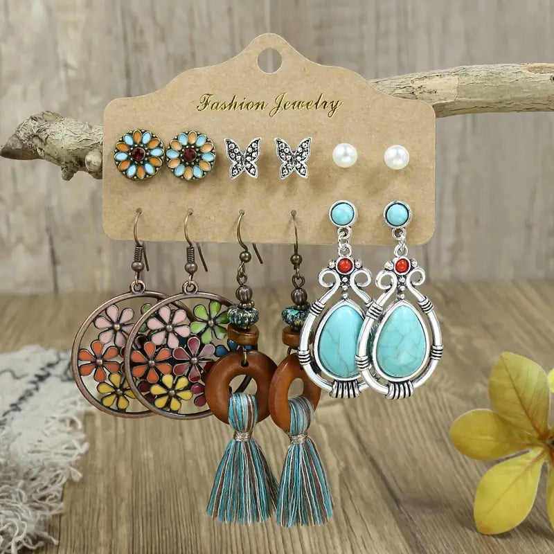 Boho/Western Earring Set - 6 pair asst.