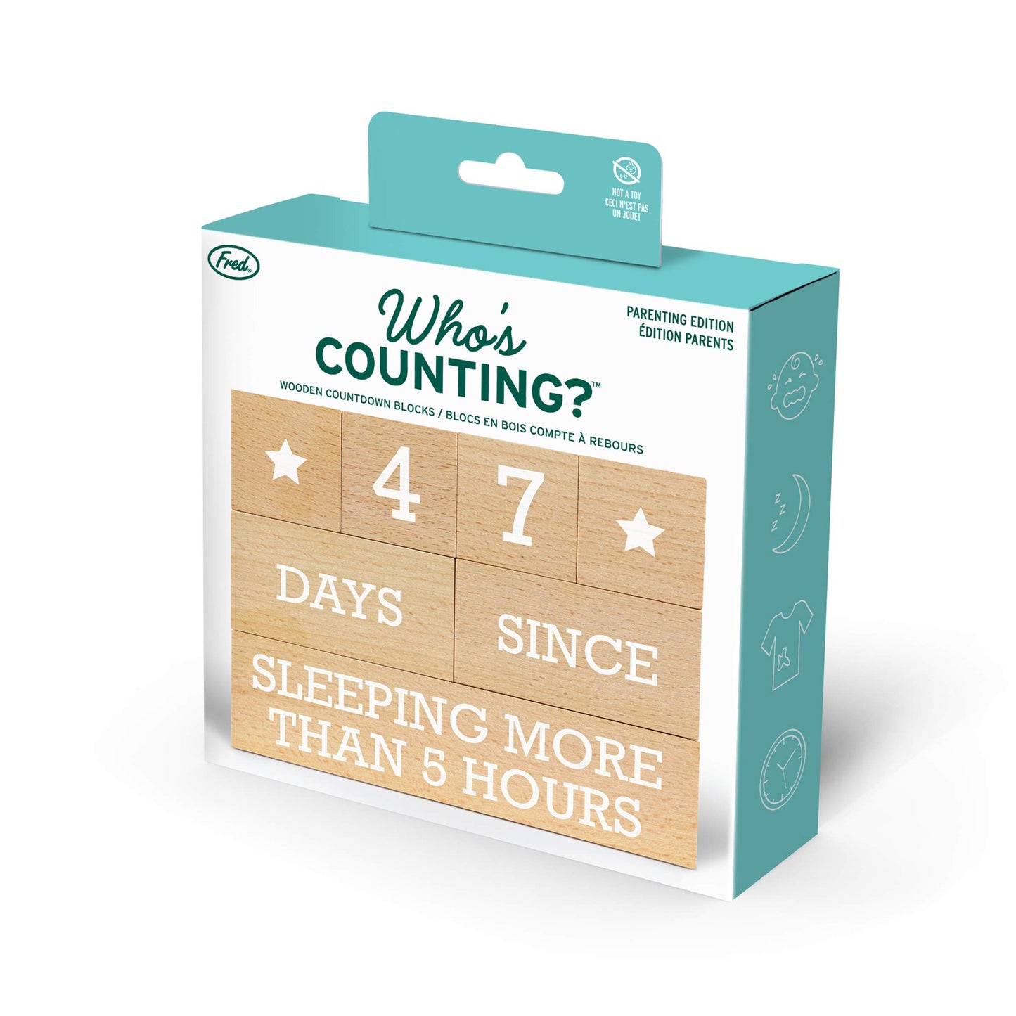 Genuine Fred Who's Counting Wooden Countdown Blocks, Parenting Edition