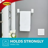 Command Bath Plastic Hand Towel Bar, White, 1 Hand Towel Rack, Holds 3 lbs, 4 Strips