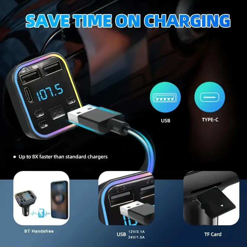 Wireless Mp3 Car Player Fast Charging, Cigarette Lighter Plug, Music Converter