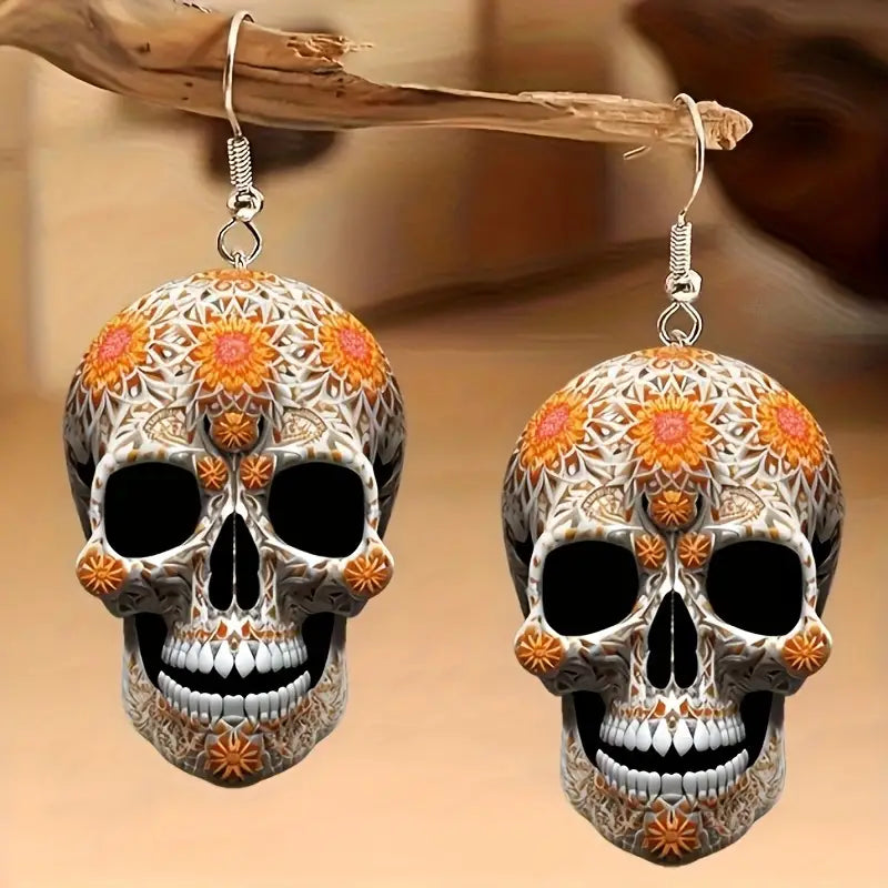 Halloween Acrylic Skull Drop & Dangle Earrings