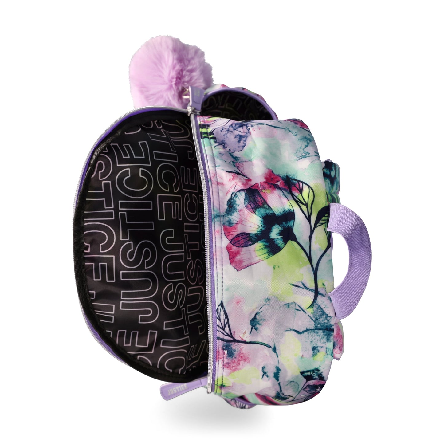 Justice Lavender Floral Print Girls 4-Piece Backpack Set with Lunch Bag, Lavender