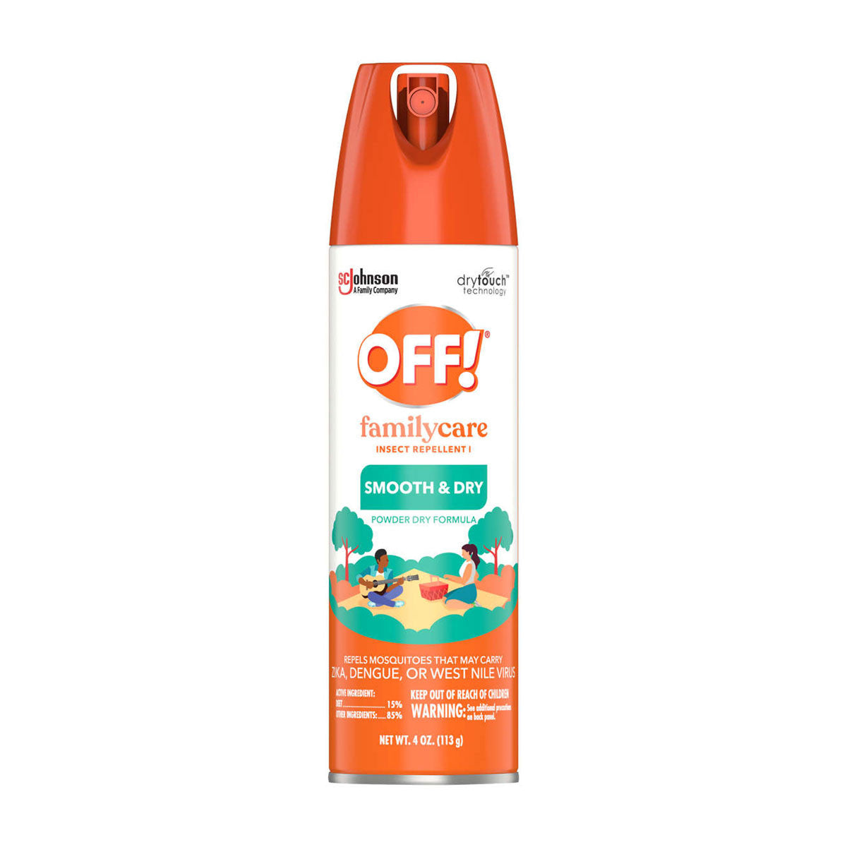 OFF! FamilyCare Insect Repellent I, Smooth & Dry Mosquito Bug Spray Repellent, 15% DEET Formula, 4 oz