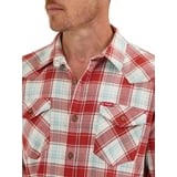 Wrangler® Men's Slim Fit Long Sleeve Woven Twill Shirt with Sunglasses Cleaner, Size: 3XL (54/56) Color: Red Ochre