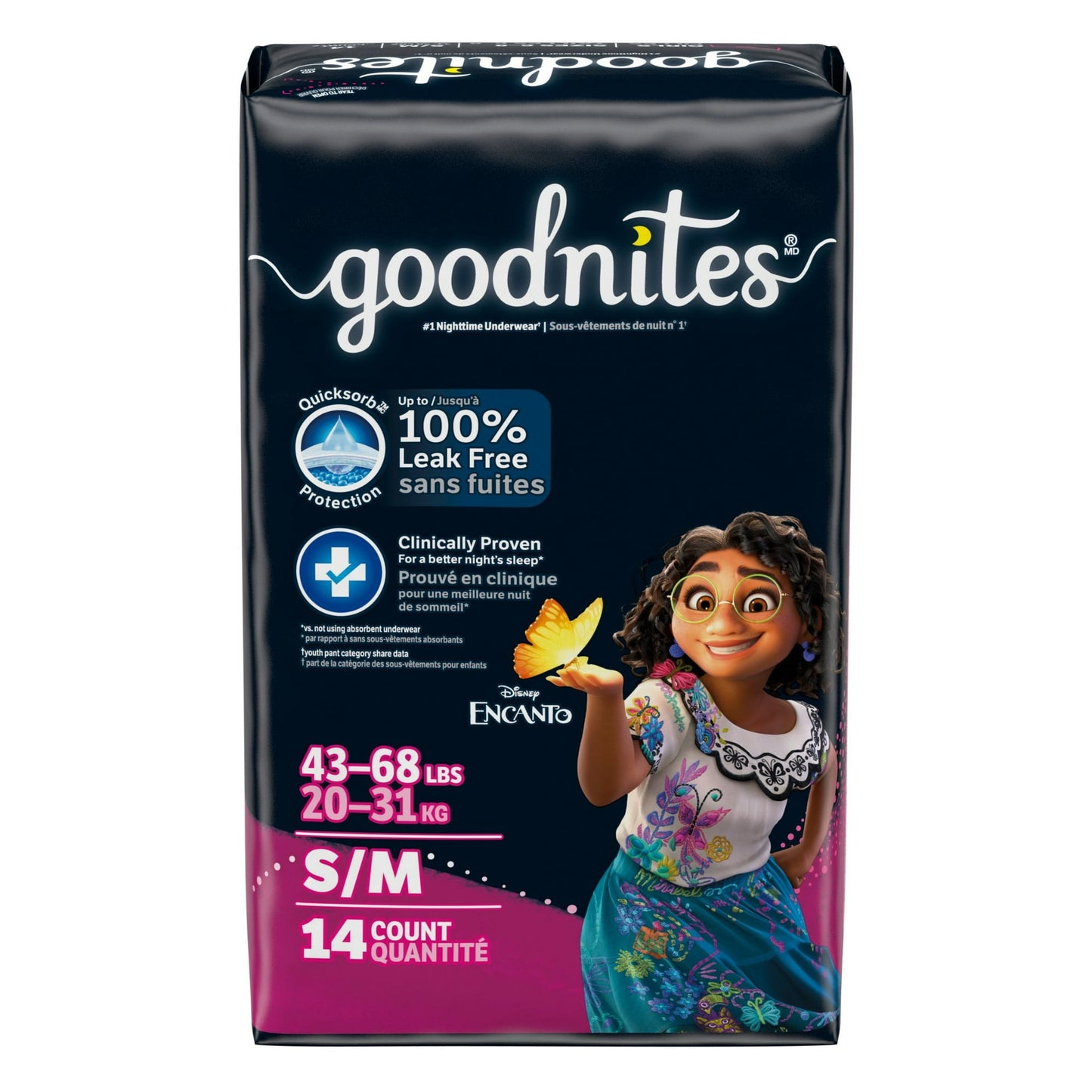 Goodnites Bedwetting Underwear for Girls, S/M (43-68 lbs), 14 Ct