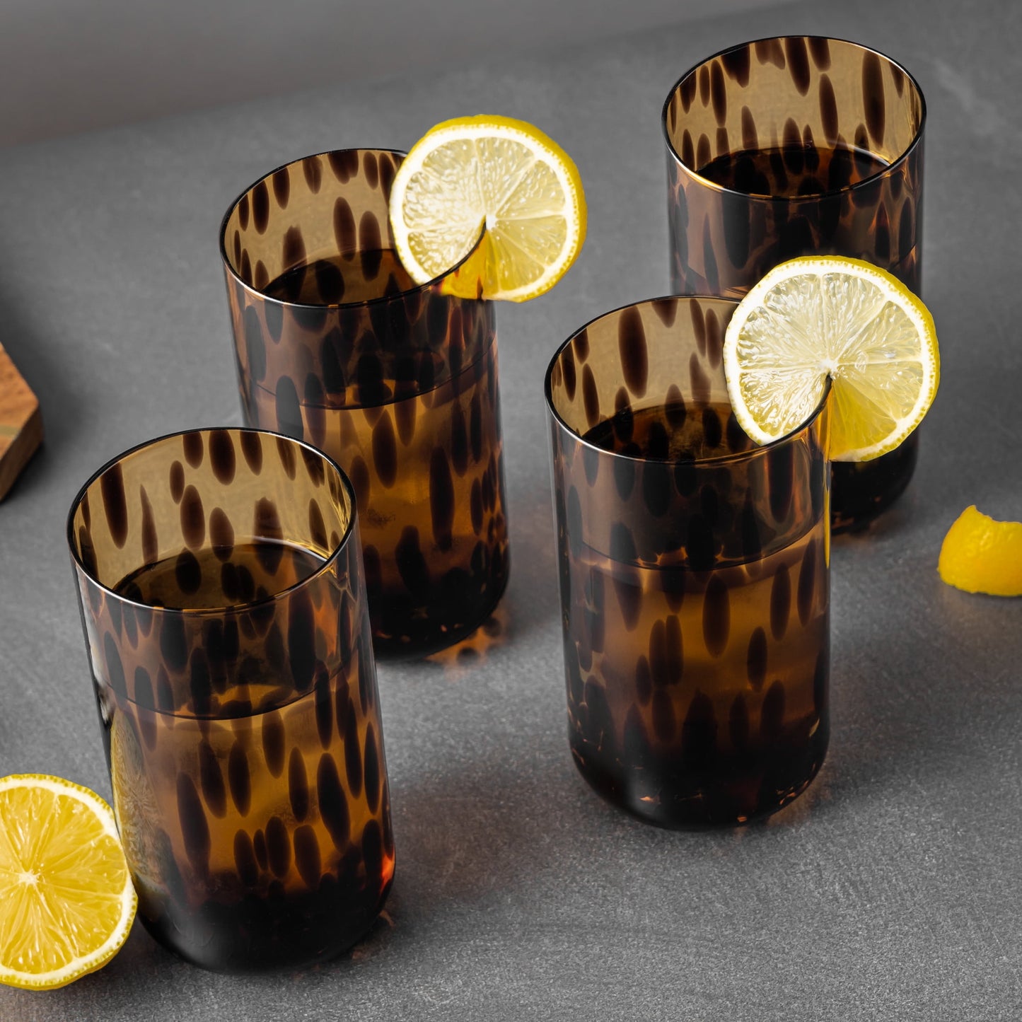 Thyme & Table 4-Pack 20oz Tortoise Brown Drinking Glass Set
