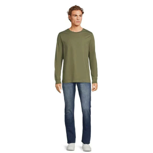 George Men's Crewneck Tee with Long Sleeves - Green Small