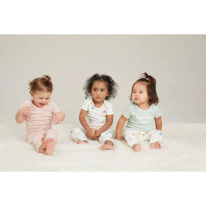 Huggies Baby Girls' 2pk Food & Flowers Organic Pants - Light Pink/Yellow 3M