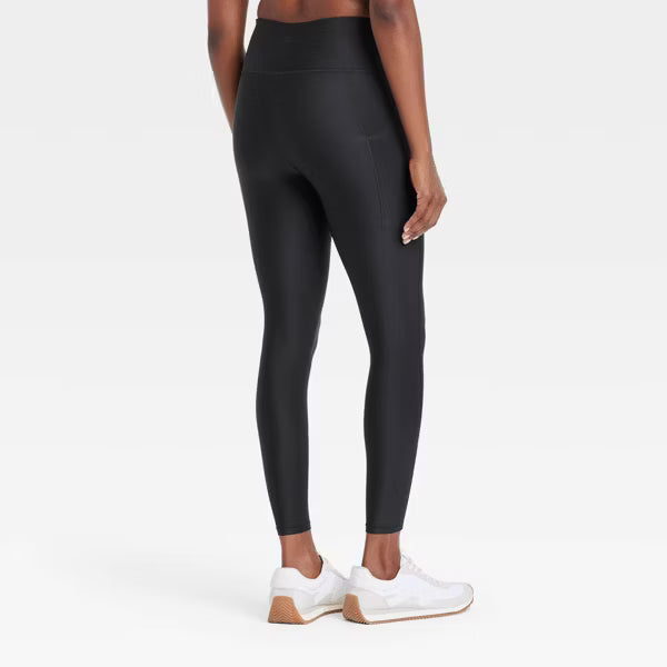 Women's Effortless Support High-Rise Pocketed 7/8 Leggings - All In Motion™ Black S: Moisture Wicking, Quick Drying